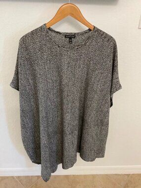 EILEEN FISHER Oversized Tunic Top L/XL | Asymmetrical Hem Modern Chic